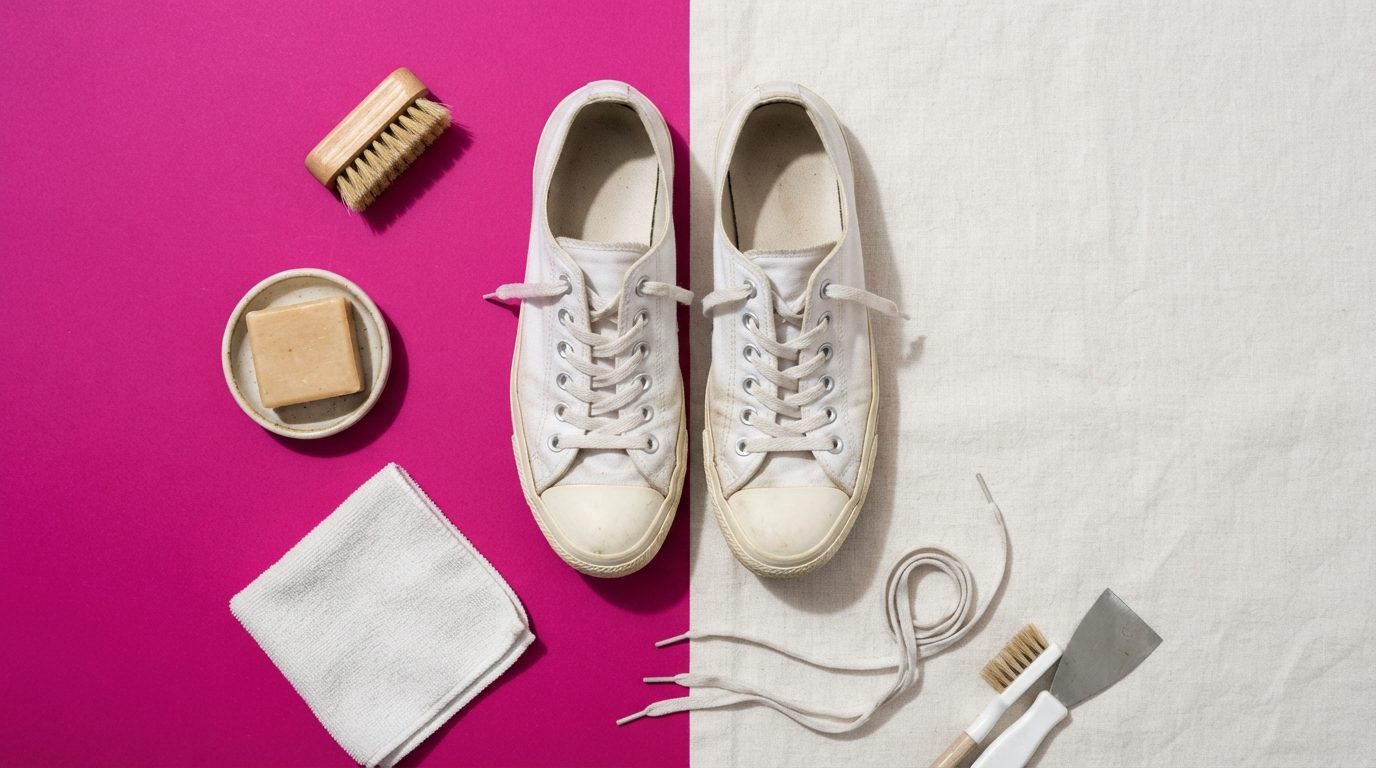 Illustrationsbillede: Kan man vaske hvide sneakers i vaskemaskinen?